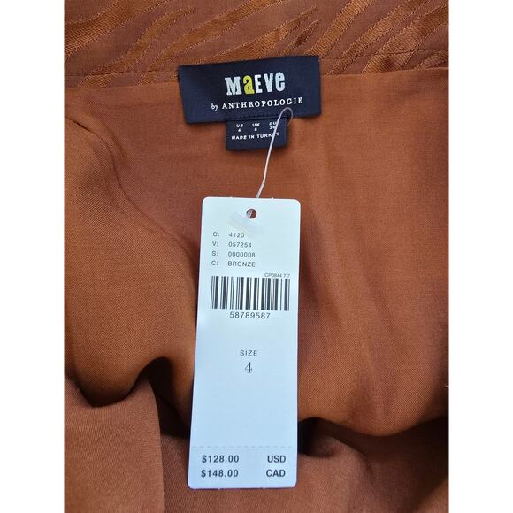 Maeve Bronze Copper Animal Print Wrap Midi Skirt — Anthropologie Sz 4 NWT - Picture 4 of 4